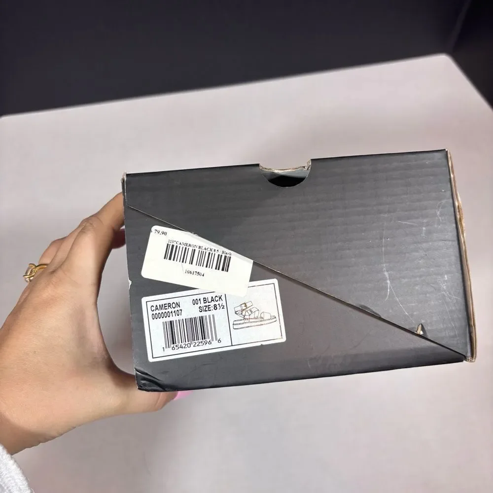Shu Shop Cameron Black Studded Ankle Strap Sandals NEW in Box size 8.5